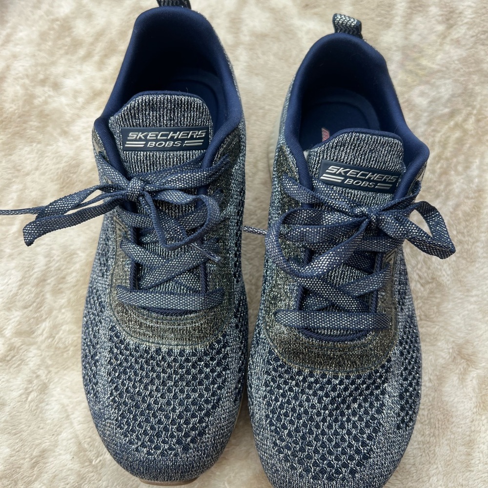 Skechers Navy Knit Lace-Up Athletic Shoes size 7
